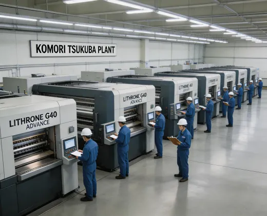Komori Tsukuba Plant pressroom floor