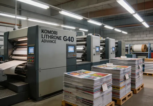 Commercial printer pressroom with Lithrone G40 in operation